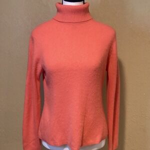 Parisian Signature Sweater 100% Cashmere Pink Turtleneck Long‎ Sleeve, SZ Medium